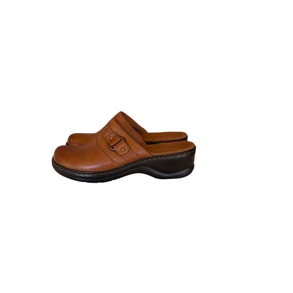 Clarks Womens Brown Slip On Round Toe Leather Upper Clogs Size 7.5M - Picture 5 of 7